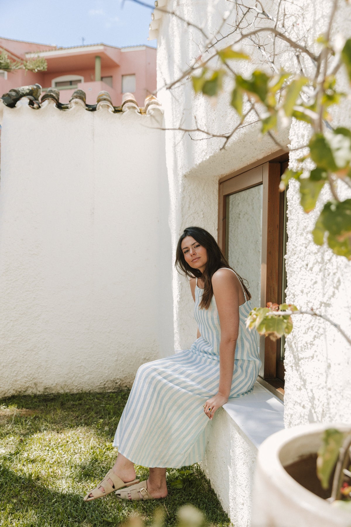 Vestido Matty Blanca y Azul