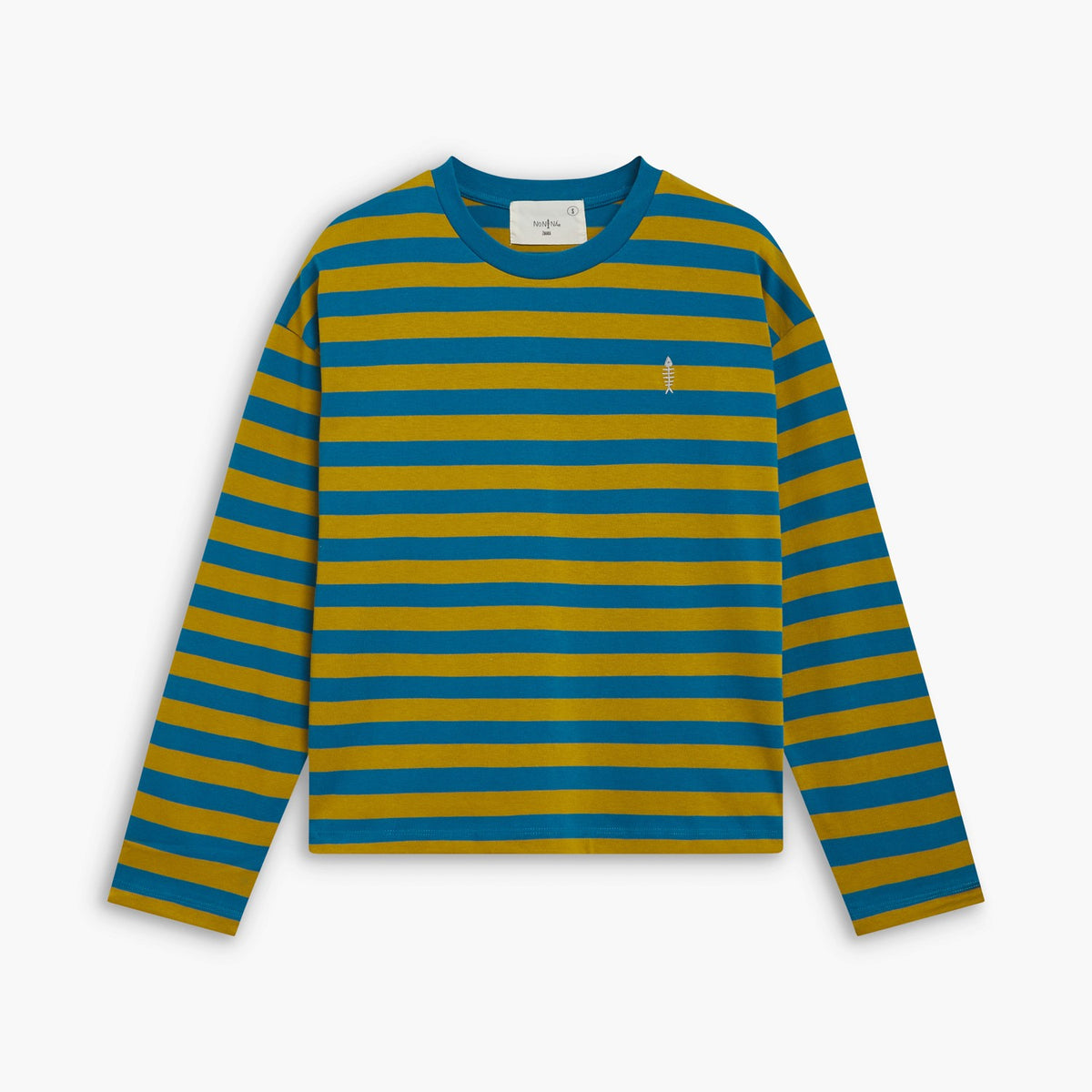 Camiseta Risca azul y mostaza
