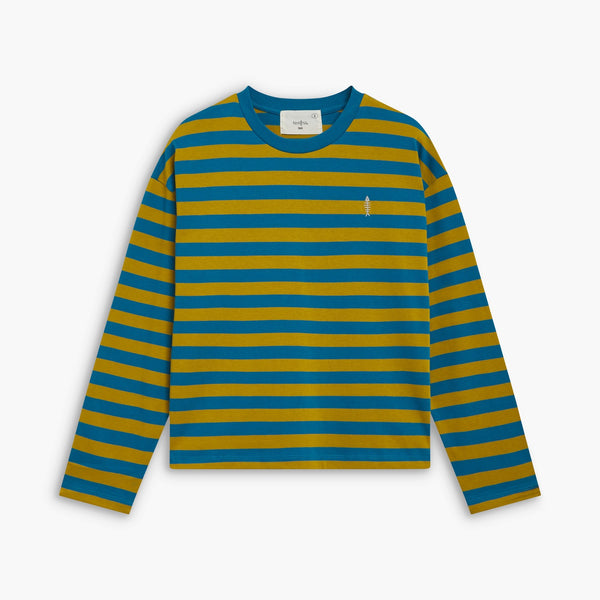 Camiseta Risca azul y mostaza