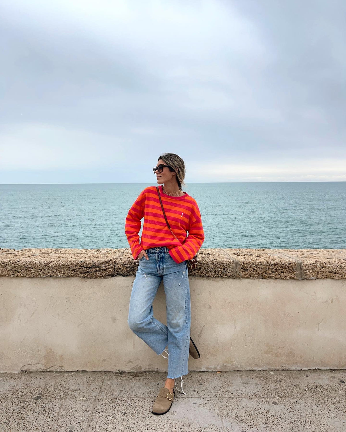 Camiseta Risca rosa y naranja