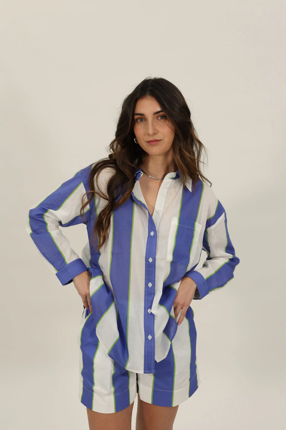 Camisa Lola Blanco Azul